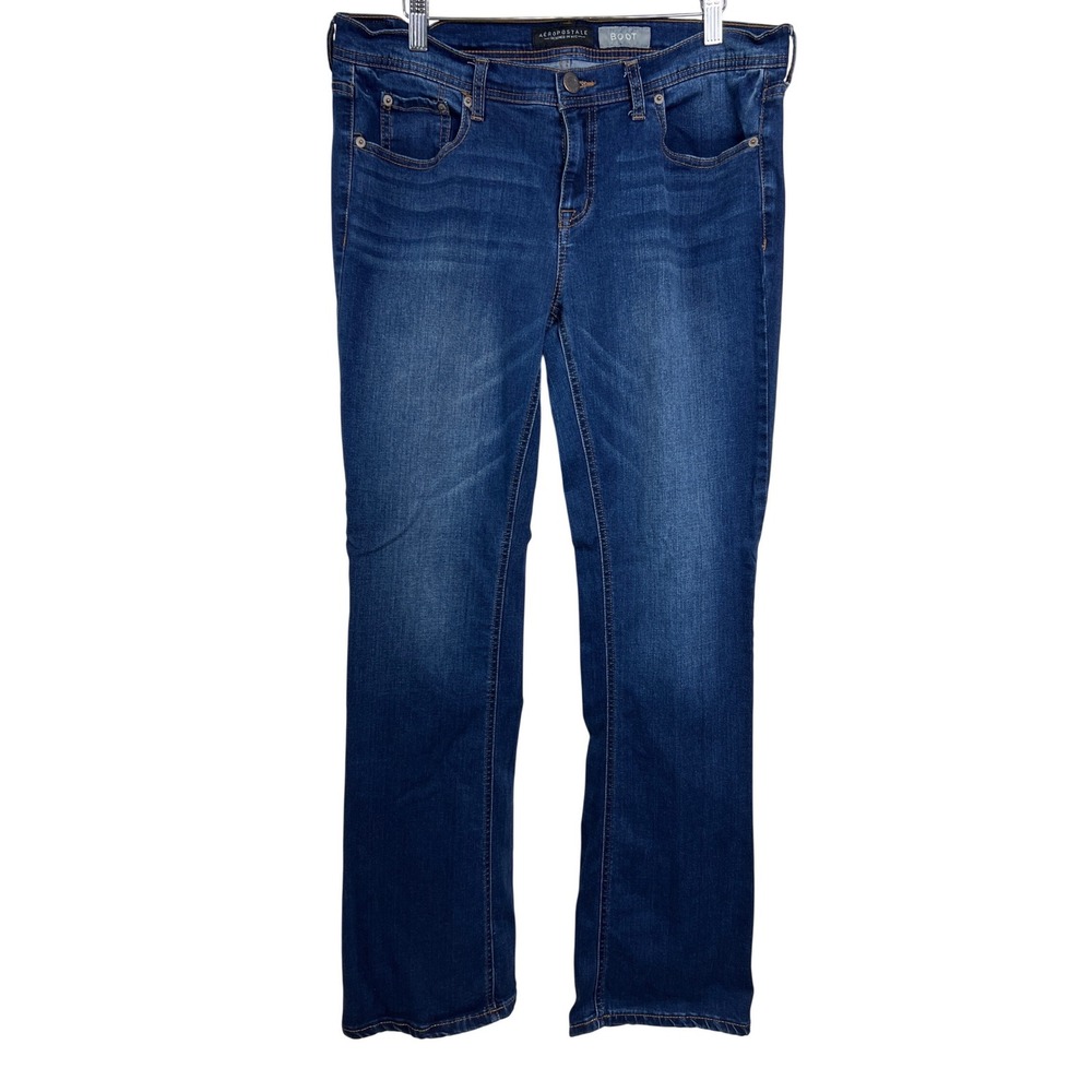 Aeropostale Bootcut Jeans Women 14 Long Blue Denim Stretch Casual Y2K Classic D8